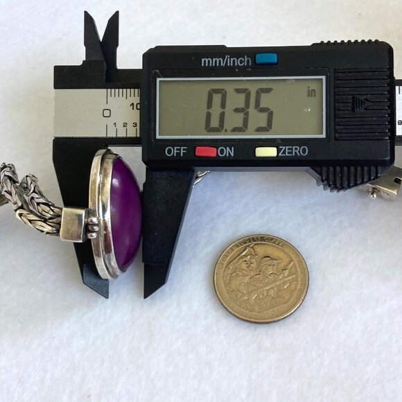 Sterling Silver 925 Purple Stone Dyed Howlite Chunky Byzantine Chain Bracelet - Picture 16 of 16